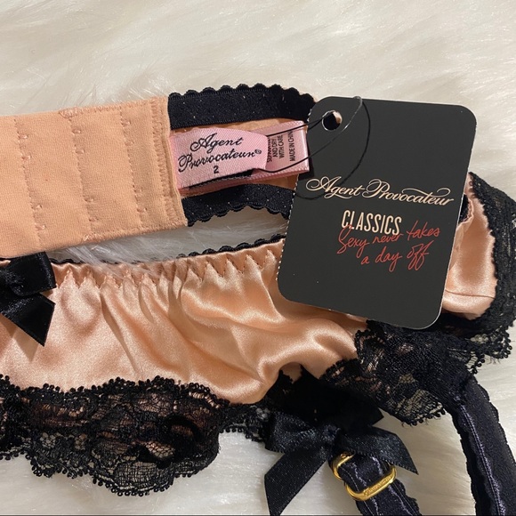 Robe Pyjama Agent Provocateur Amelaea - Rose Et Noir, Taille M, Neuve Avec étiquette